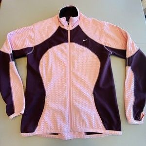 Nike FIT THERMA Track Training Full Zip Mock Neck Jacket Womens XL PINK Burgundy
